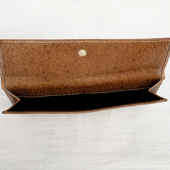 Gucci Wallet Clutch Womens Beige Brown Canvas Leather Trim Lined Pin Latch - Picture 8 of 11